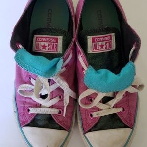 Converse All Star Sneakers Girls Sz 3 Pink/Turq